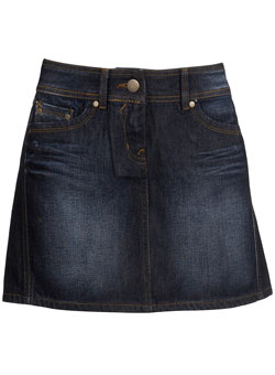 Tall blue denim mini skirt