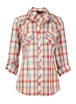 Dorothy Perkins Tall coral check shirt