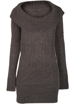 Dorothy Perkins Tall grey cable bardot jumper