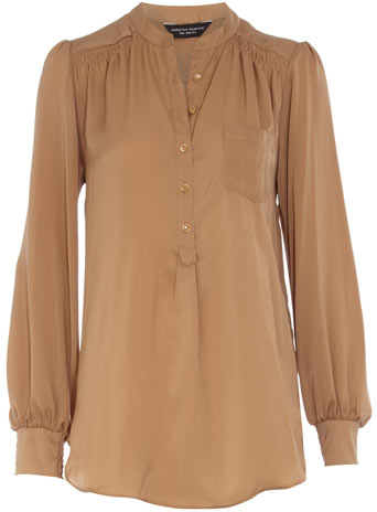 Dorothy Perkins Tan 70s pocket blouse DP05247550