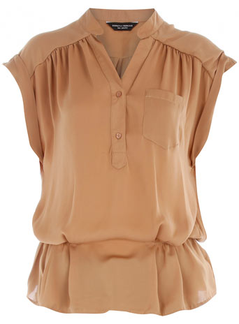 Dorothy Perkins Tan gathered waist blouse DP05229050