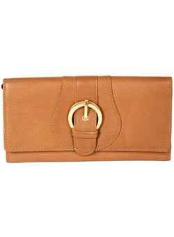Dorothy Perkins Tan leather buckle purse