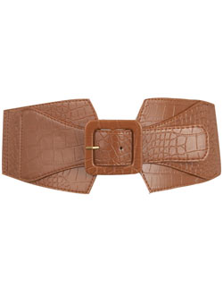 Dorothy Perkins Tan overlay croc elastic belt