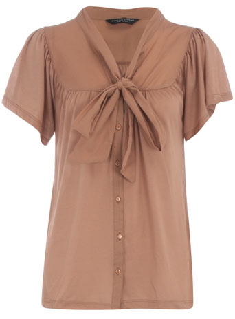 Dorothy Perkins Tan pussybow blouse DP56279050