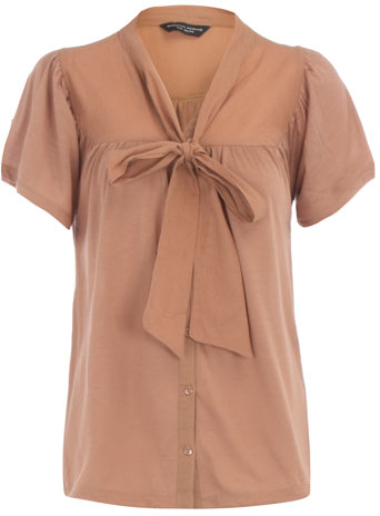 Dorothy Perkins Tan pussybow blouse DP56287144