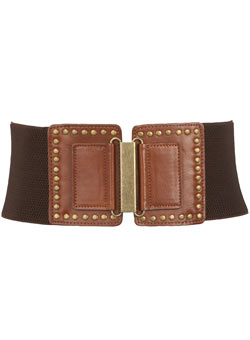 Dorothy Perkins Tan square stud elastic belt