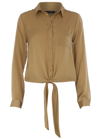 Dorothy Perkins Tan tie front blouse DP05255550