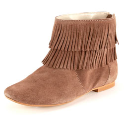 Taupe suede tassle boots