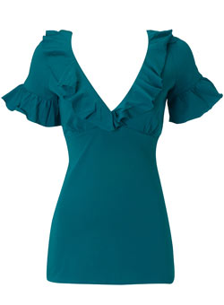 Teal empire wrap top