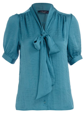 Dorothy Perkins Teal pussybow blouse DP60000265