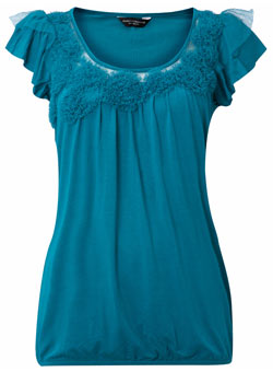 Dorothy Perkins Teal rosette top