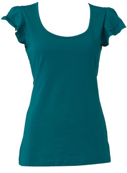 Teal ruffle keyhole top