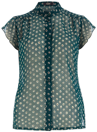 Dorothy Perkins Teal spot print chiffon blouse DP80000420