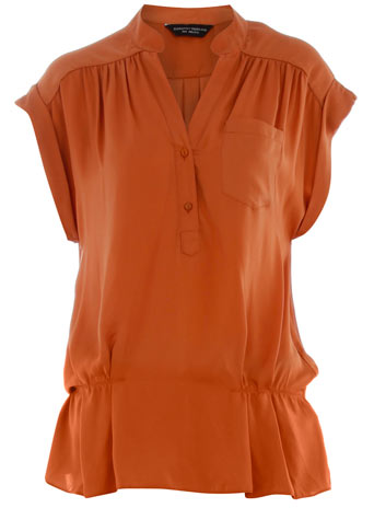 Dorothy Perkins Tobacco ruched waist blouse DP05235850