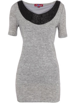 Dorothy Perkins Uttam grey beaded neck top