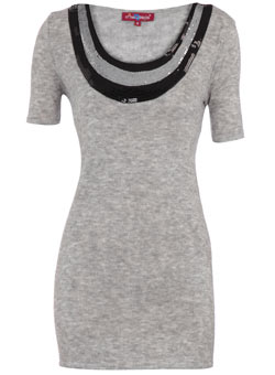 Dorothy Perkins Uttam grey sequin neck top