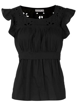 Dorothy Perkins Vila black crochet insert top