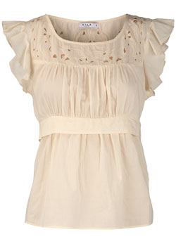 Dorothy Perkins Vila cream crochet insert top