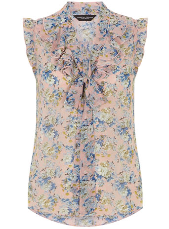 Vintage floral ruffle blouse DP05389715