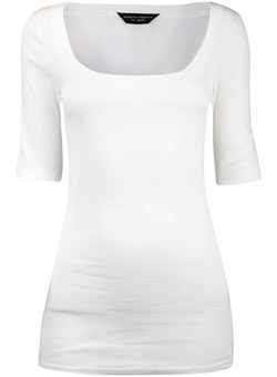 Dorothy Perkins White 1/2 sleeve scoop top