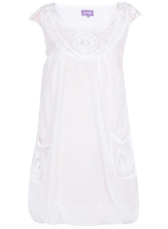 Dorothy Perkins White crochet puff detail top