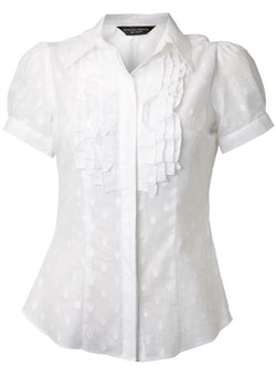 Dorothy Perkins White dobby pintuck shirt