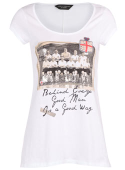 Dorothy Perkins White football motif t-shirt