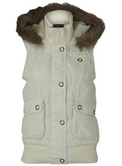 Dorothy Perkins White fur hooded gilet