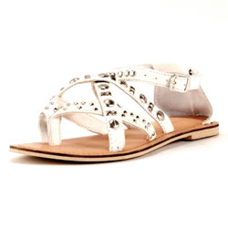 Dorothy Perkins White leather studded sandals