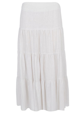 White linen maxi tiered skirt