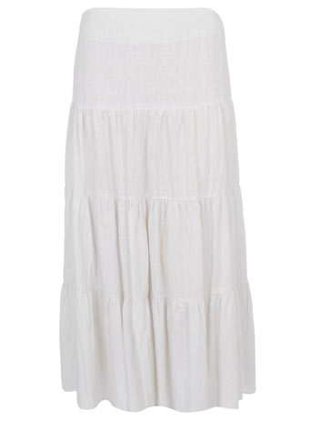 Dorothy Perkins White linen maxi tiered skirt