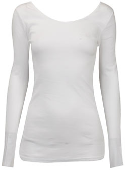 Dorothy Perkins White long sleeve scoop back top