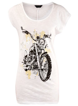 Dorothy Perkins White motorbike t-shirt
