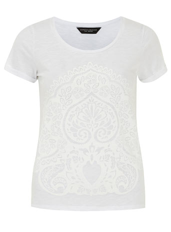White paisley print t-shirt DP56315602