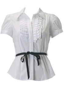 Dorothy Perkins White pintuck short sleeve shirt
