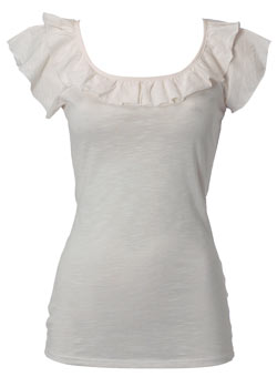 Dorothy Perkins White slubby clown neck top