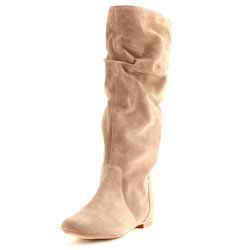 White suede slouch boots