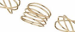 Dorothy Perkins Womens 3 Pack Gold Fine Spiral Rings- Gold