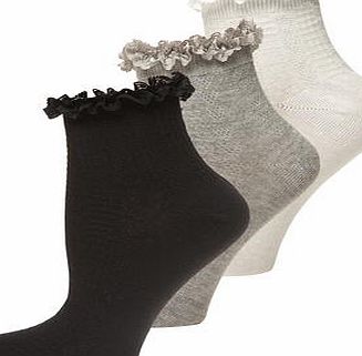 Dorothy Perkins Womens 3 Pack Lace Top Socks- Multi Colour