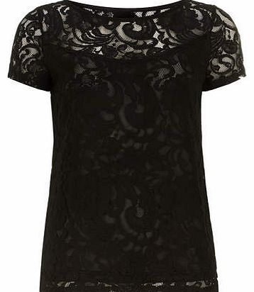 Womens Alice & You Black lace tee- Black
