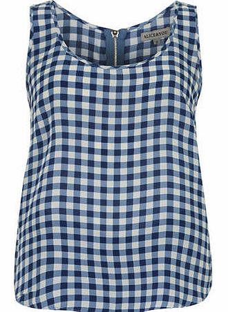 Womens Alice & You Blue Gingham Print Top- Blue