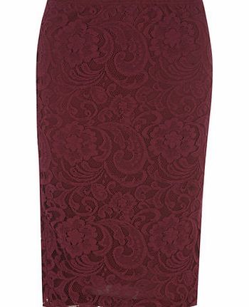 Womens Alice  You Maroon Lace Fit Midi Skirt-