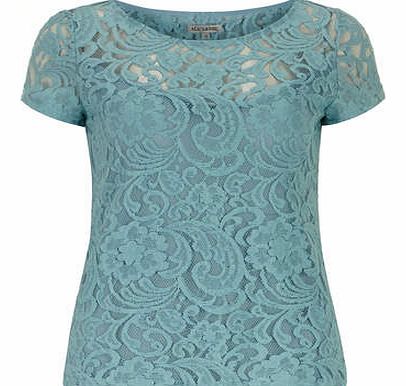 Womens Alice & You Sea Blue Lace Tee- Blue