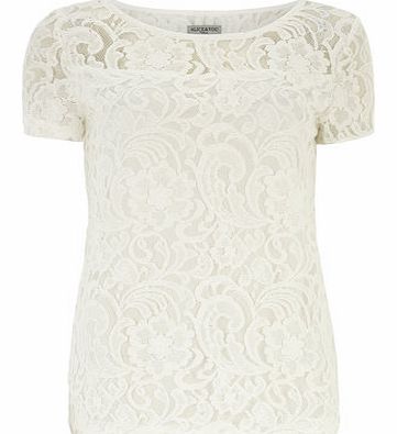Womens Alice & You Tall Cream Lace Tee- Cream