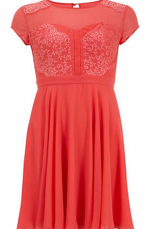Dorothy Perkins Womens Amy Childs Emma coral skater midi dress-
