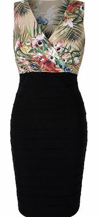 Dorothy Perkins Womens Amy Childs Mimi Tropical Midi Bodycon