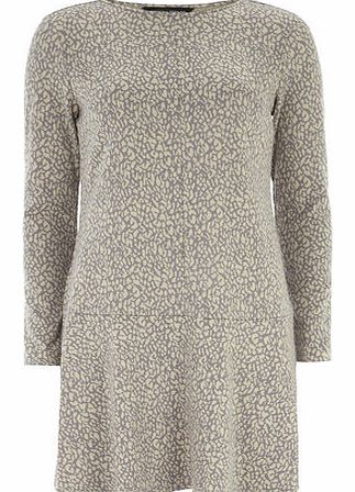 Womens Animal Print Long Sleeve Drop Waist