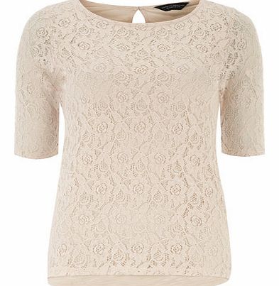Dorothy Perkins Womens Apricot Lace Front Top- Peach DP56383874