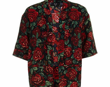 Womens AX Paris Black floral print jacket- Black