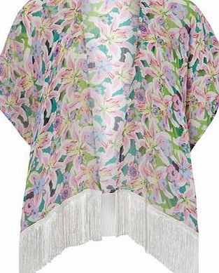 Dorothy Perkins Womens Beach Lily Print Tassle Kimono- Multi